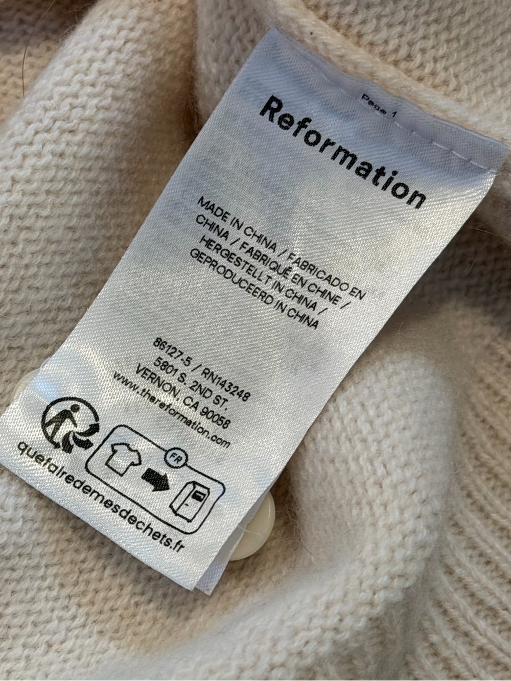 Reformation Clara Faux-Fur Cuff Cashmere Cardigan - Picture 5 of 5